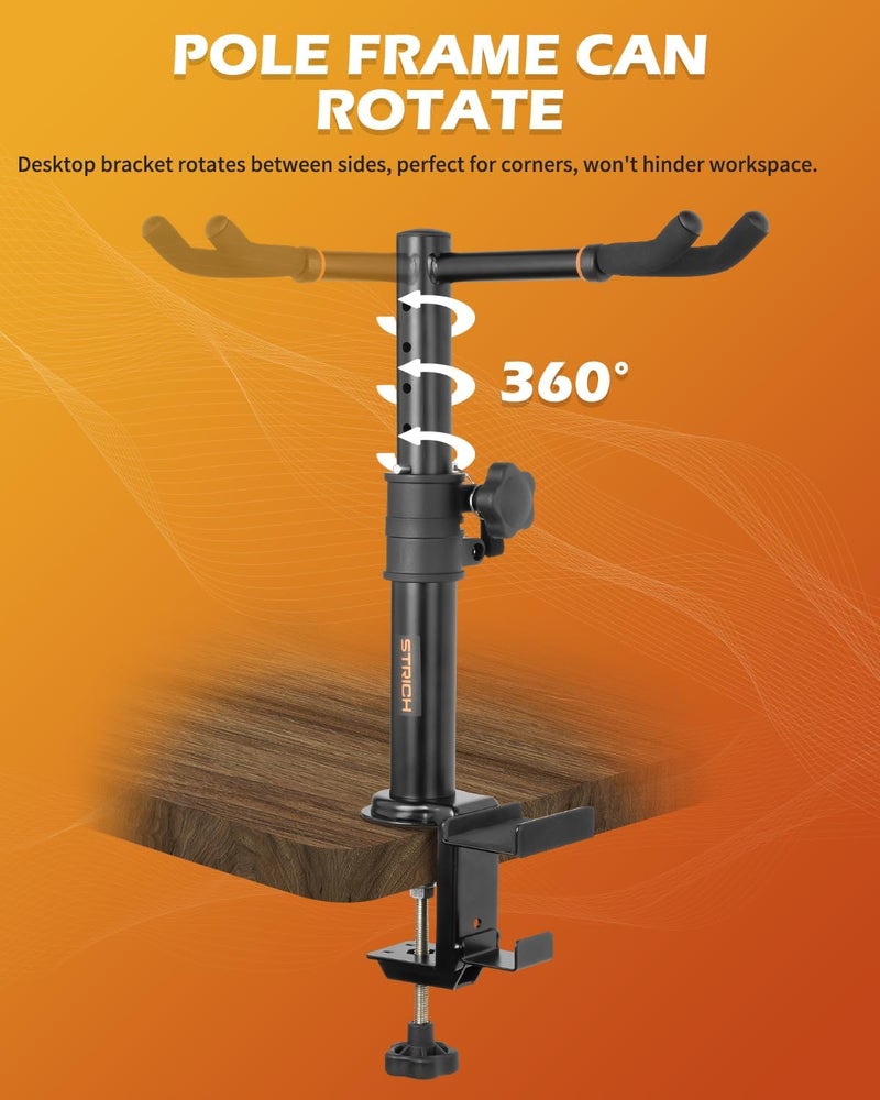 STRICH Guitar Desk Stand with Desk Clamp, Heavy Duty Metal Guitar Desk Mount Adjustable Height for Acoustic, Electric Guitar, Bass, TGS-1 - Image 4